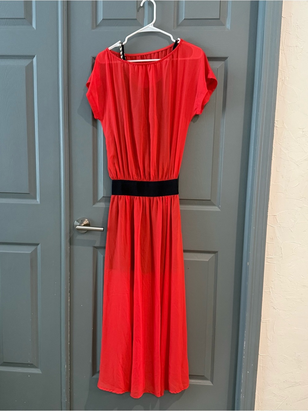 Marmot Red Maxi Dress with Black Waistband
